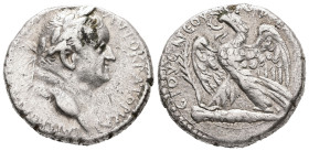 Syria, Antioch. Vespasian, AD 69/70. AR, Tetradrachm. 15.17 g. 25.25 mm.
Obv: ΑΥΤΟΚΡΑΤΩΡ ΚΑΙϹΑΡ ϹΕΒΑϹΤΟϹ ΟΥΕϹΠΑϹΙΑΝΟϹ. Laureate head of Vespasian, rig...