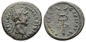 Syria, Antioch. Trajan, AD 98-99. AE. 2.14 g. 17.26 mm.
Obv: ΑΥΤΟΚΡ ΚΑΙϹ ΝΕΡ ΤΡΑΙΑΝΟϹ ϹΕΒ ΓΕΡΜ. Laureate head of Trajan, right.
Rev: ΔΗΜΑΡΧ ΕΞ ΥΠΑΤ Β....