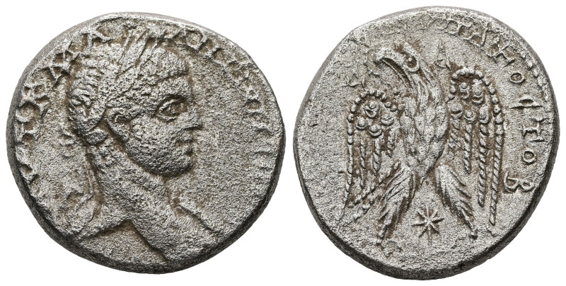 Syria, Antioch. Elagabalus, AD 218-222. AR, Tetradrachm. 13.81 g. 25.78 mm.
Obv:...