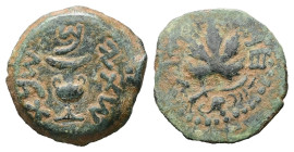 Judaea, First Jewish War, 66-70 AD. AE, Prutah. 2.98 g. 18.25 mm. Dated year 2 (67/8 AD). Jerusalem mint.
Obv: Year two (Paleo-Hebrew), amphora with b...