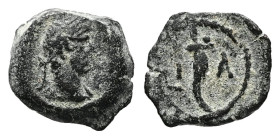 Egypt, Alexandria. Hadrian, Issue: L ΙΑ = year 11 (AD 126/7). AE, Dichalkon. 1.15 g. 11.63 mm.
Obv: Laureate head of Hadrian (?), right.
Rev: L ΙΑ. Co...