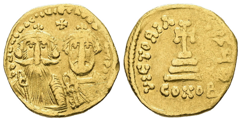 Heraclius with Heraclius Constantine, AD 610-641. AV, Solidus. 4.26 g. 19.60 mm....