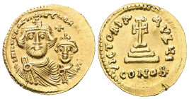 Heraclius and Heraclius Constantine, AD 610-641. AV, Solidus. 4.46 g. 21.18 mm. Constantinople.
Obv: δδ NN ҺЄRACLIЧS ЄT ҺЄRA C[ONST P P AV]. Facing b...