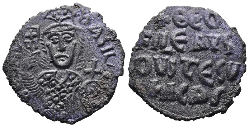 Theophilus, AD 829-842. AE, Half Follis. 4.91 g. 27.28 mm. Constantinople.
Obv: ...