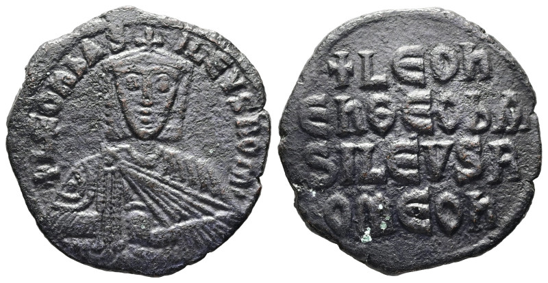 Leo VI the Wise, AD 886-912. AE, Follis. 5.91 g. 25.73 mm. Constantinople.
Obv: ...