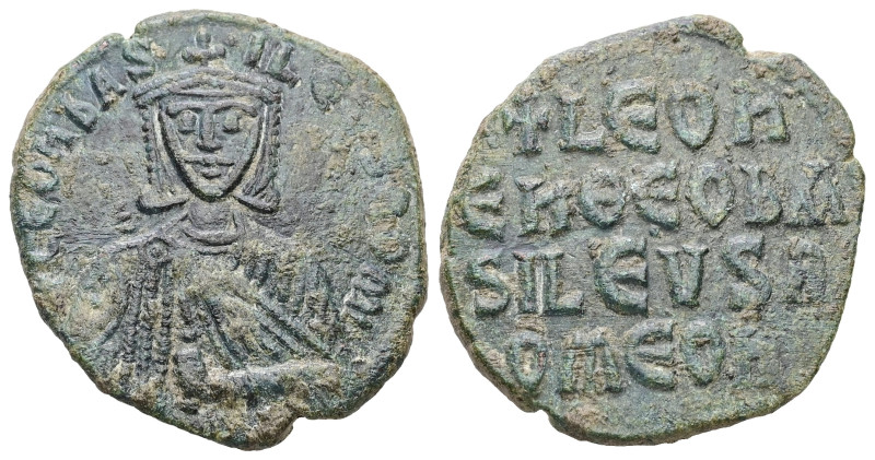 Leo VI the Wise, AD 886-912. AE, Follis. 6.58 g. 25.88 mm. Constantinople.
Obv: ...