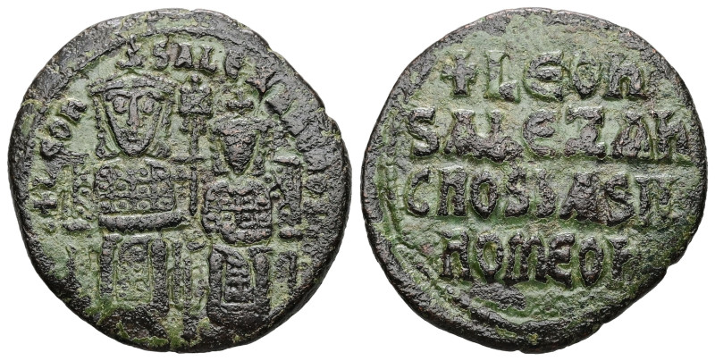 Leo VI the Wise and Alexander, AD 886-912. AE, Follis. 7.03 g. 26.64 mm. Constan...