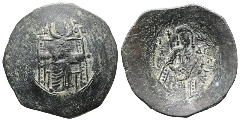 Isaac II Angelus, AD 1185-1195. AE, Aspron Trachy. 4.00 g. 26.76 mm. Constantino...