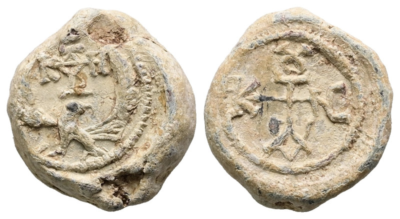 PB Byzantine seal of Constantine (AD 7th century)
Obv: An eagle with outspread w...