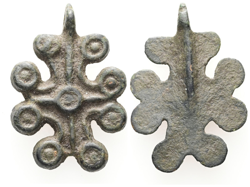 Bronze Cross Pendant. Middle Byzantine, 10thC-12thC.
Cross necklace; bronze; arm...