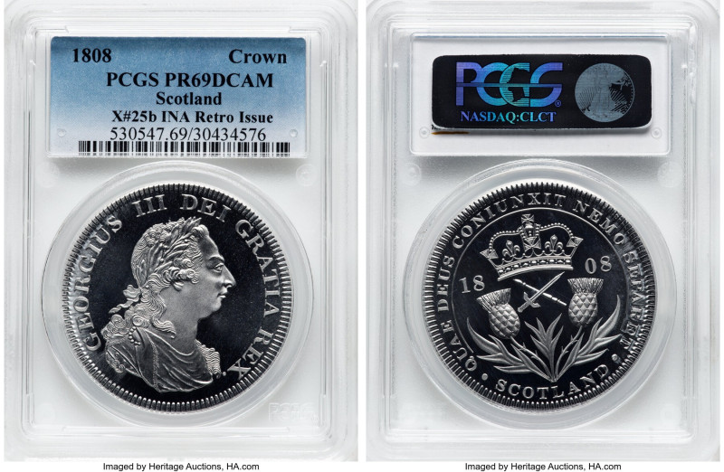 George III aluminum Proof Fantasy Crown 1808 PR69 Deep Cameo PCGS, KM-X25b. INA ...