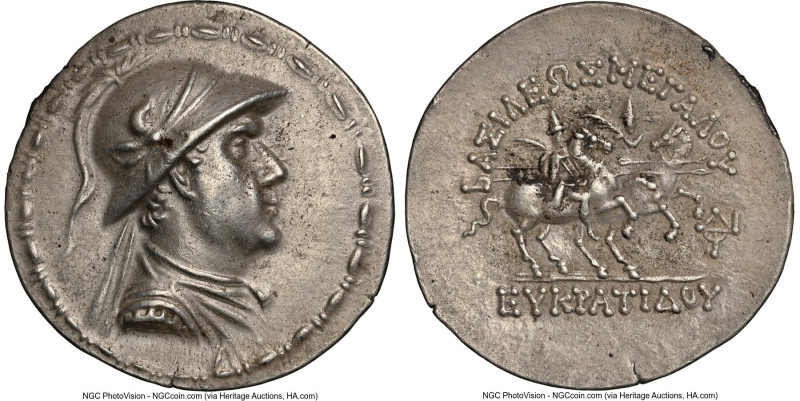 BACTRIAN KINGDOM. Eucratides I the Great (ca. 170-145 BC). AR tetradrachm (36mm,...