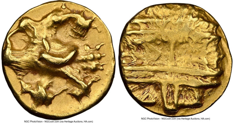 Vijayanagar. Sadasiva Nayaka gold 1/2 Pagoda ND (1543-1565) MS61 NGC, Fr-364. 1....