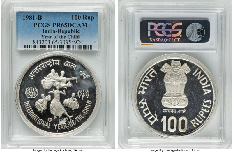 Republic silver Proof "Year of the Child" 100 Rupees 1981-B PR65 Deep Cameo PCGS...