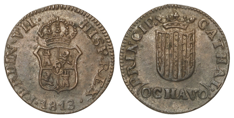 Spanish Monarchy

Ferdinand VII

Ochavo. 1813. CATALUNYA. 1,62 grs. 3 de la ...