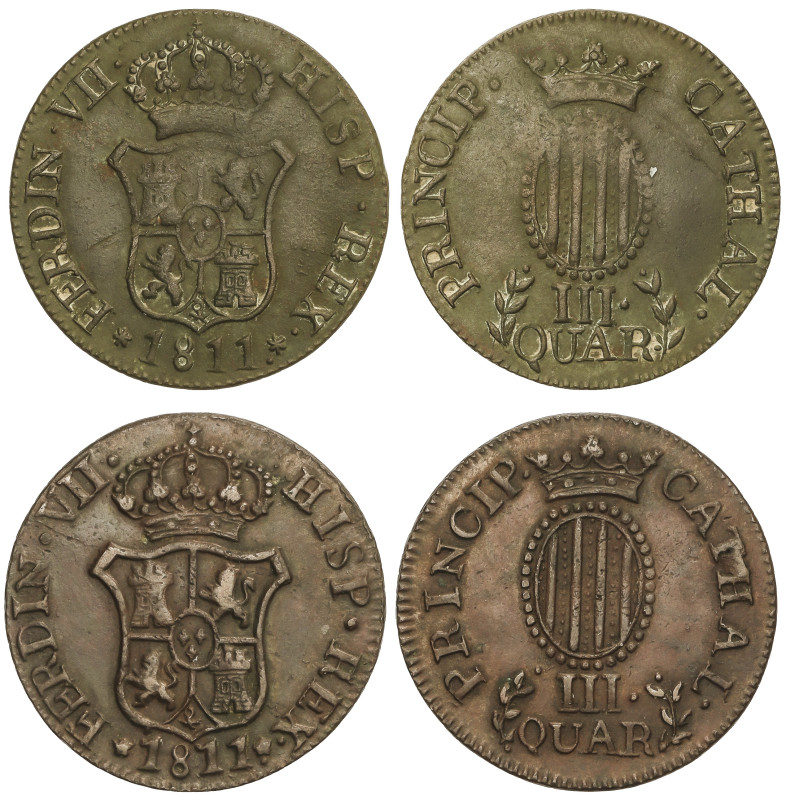 Spanish Monarchy

Ferdinand VII

Lote 2 monedas 3 Quartos. 1811. CATALUNYA. ...