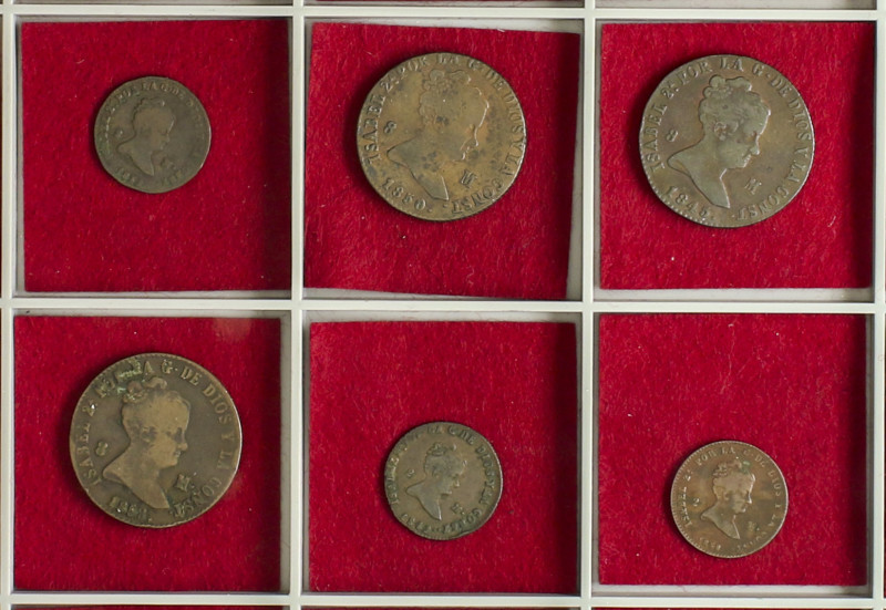 Spanish Monarchy

Isabel II

Lote 6 monedas 2 (3), 8 Maravedís (3). 1839 a 1...