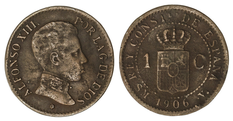 Peseta Period

Alfonso XIII

1 Céntimo. 1906 (*6). S.M.-V. (Oxidaciones). MU...