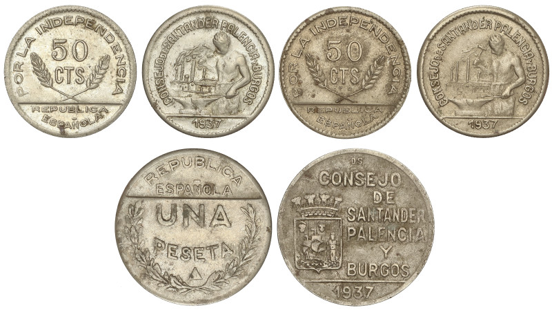 Peseta Period

Local Issues of the Civil War

Lote 3 monedas 50 Céntimos (2)...