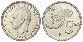 Peseta Period

Juan Carlo I

5 Pesetas. 1975 (*80). ERROR del Mundial. AC-40; HG-388a. EBC.