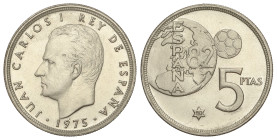 Peseta Period

Juan Carlo I

5 Pesetas. 1975 (*80). ERROR del Mundial. AC-40; HG-388a. EBC.