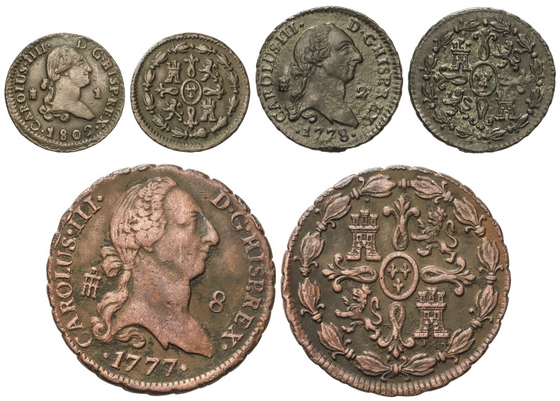 Lots and Collections

Lote 3 monedas 1, 2, 8 Maravedís. 1777, 78, 1802. CARLOS...