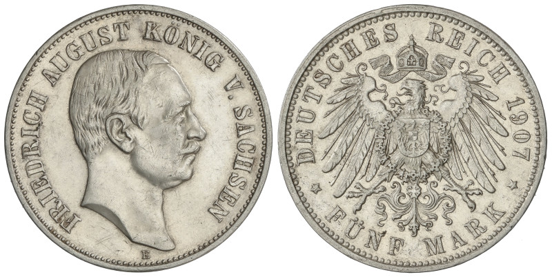 World Coins

German States

5 Mark. 1907-E. FRIEDRICH AUGUST. SAXONY. 27,76 ...