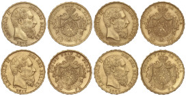 World Coins

Belgium

Lote 4 monedas 20 Francs. 1874 a 1882. LEOPOLD II. Peso total de 25,77 grs. AU (900). Todos los años distintos. A EXAMINAR. ...