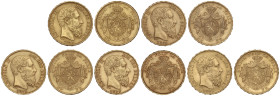 World Coins

Belgium

Lote 5 monedas 20 Francs. 1871 a 1882. LEOPOLD II. Peso total de 32,18 grs. AU (900). Todos los años distintos. A EXAMINAR. ...