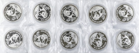 World Coins

China

Lote 10 monedas 10 Yuan. 1990. AR. Panda a derecha sobre roca. En sobrecitos originales. KM-276. PROOF.