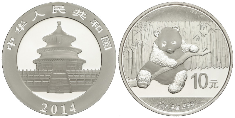 World Coins

China

10 Yuan. 2014. AR. Panda sentado con rama de árbol. En e...