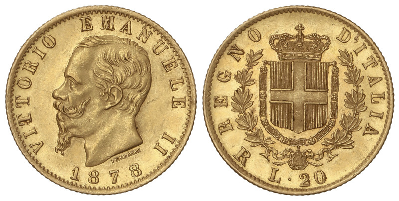 World Coins

Italy

20 Lire. 1878-R. VITTORIO EMANUELE II. ROMA. 6,45 grs. A...