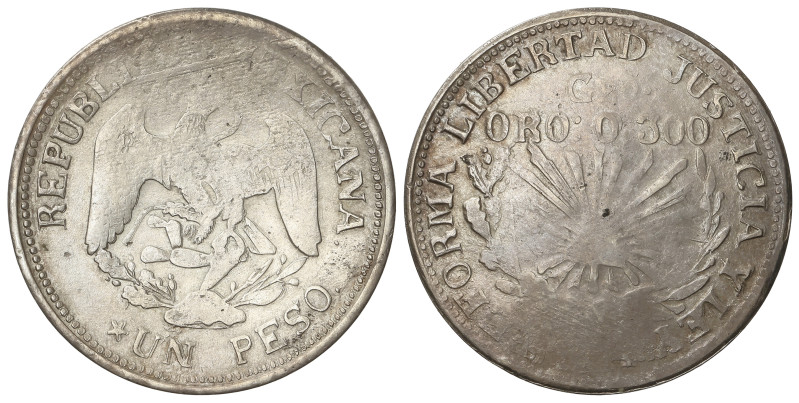 World Coins

Mexico

1 Peso. (1914) GRO. GUERRERO. 13,04 grs. AR+ AU (300). ...