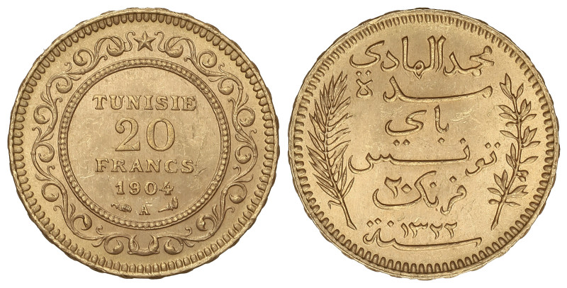 World Coins

Tunisia

20 Francs. 1904-A. PARIS. 6,45 grs. AU (900). (Leves g...