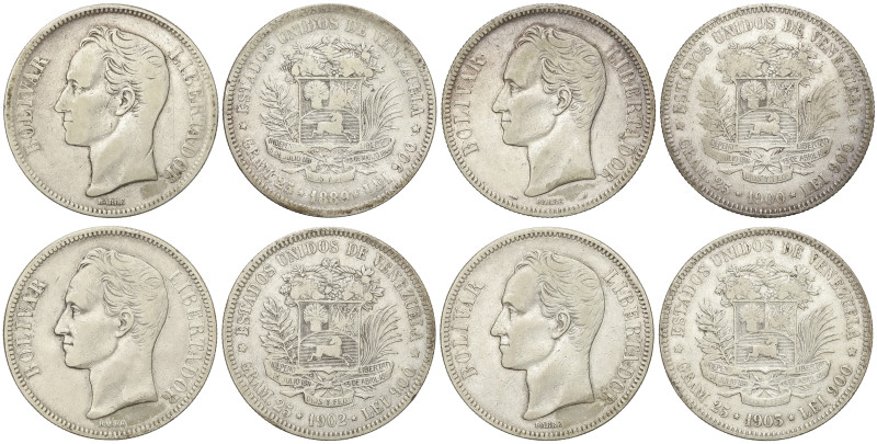 World Coins

Venezuela

Lote 4 monedas 5 Bolivares. 1889, 1900, 1902, 1903. ...