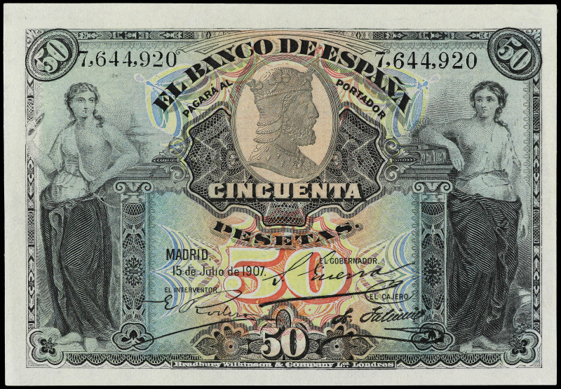 Spanish Banknotes

Banco de España

50 Pesetas. 15 Julio 1907. Catedral de B...