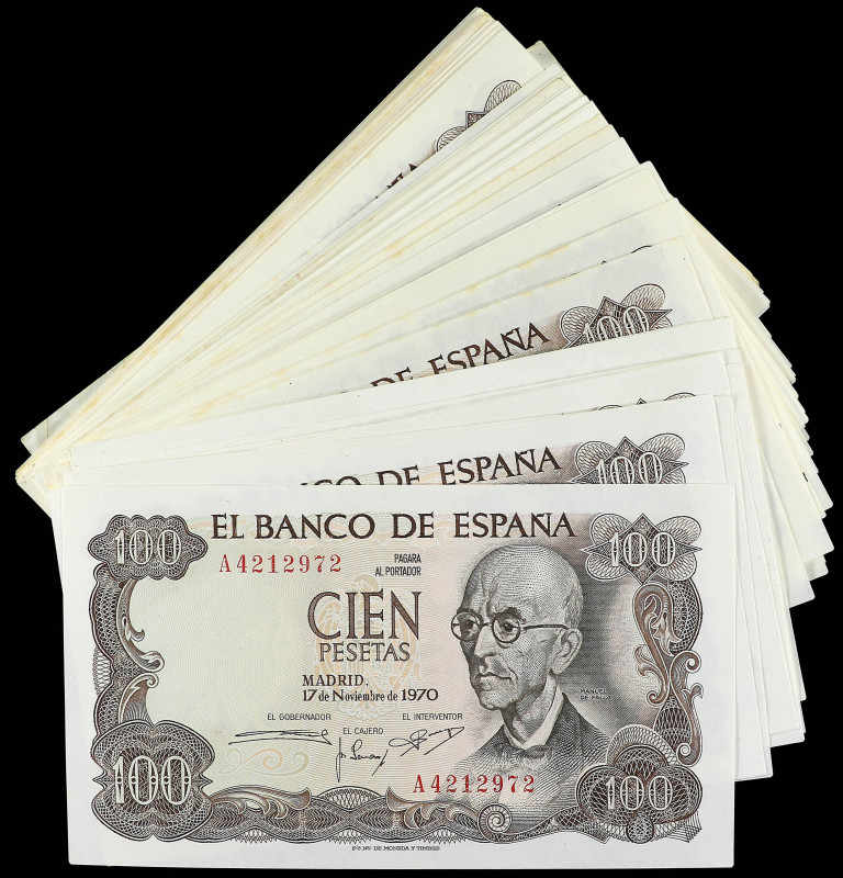 Spanish Banknotes

Estado Español

Lote 65 billetes 100 Pesetas. 17 Noviembr...