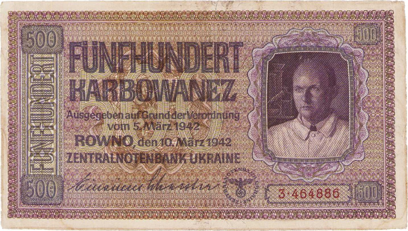 Besatzungsausgaben des Zweiten Weltkriegs
Zentralnotenbank Ukraine 1942 1, 5, 1...