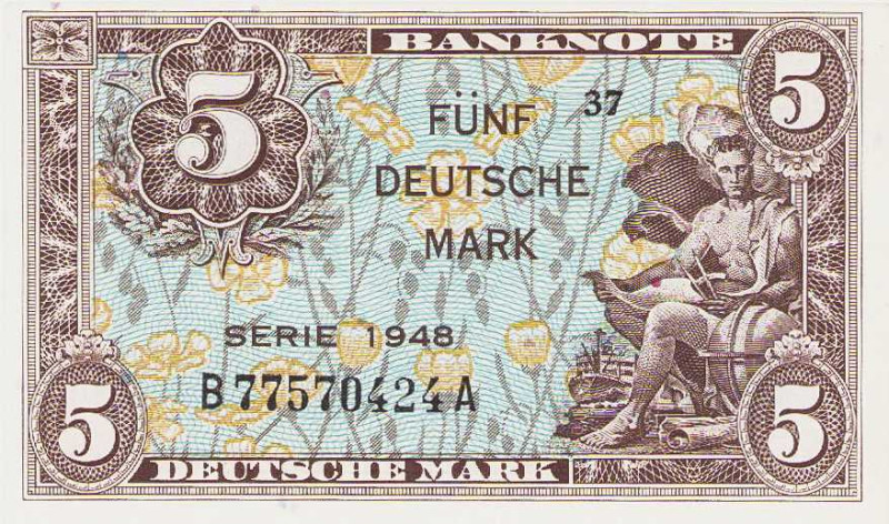 Bundesrepublik Deutschland
Bank deutscher Länder 1948-1949 5 DM 1948. Kenn-Buch...