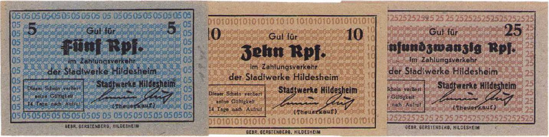 Städte und Gemeinden
Hildesheim (NS) 5, 10 und 25 Reichspfennig o.D. (1945). oh...