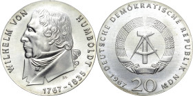Fehlprägungen, Proben und Abschläge
 20 MDN 1967. Humboldt. Randschrift: 3 x 20 MARK Jaeger 1520 F 1 Auflagenhöhe: ca. 5000 Exemplare. Kl. Kratzer, f...
