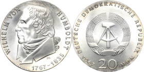 Kurs- und Gedenkmünzen
 20 MDN 1967. Humboldt Jaeger 1520 Stempelglanz