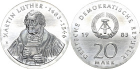 Kurs- und Gedenkmünzen
 20 Mark 1983. Luther Jaeger 1591 Fast Stempelglanz