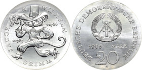 Kurs- und Gedenkmünzen
 20 Mark 1986. Grimm Jaeger 1607 Stempelglanz