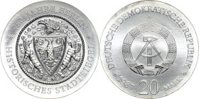 Kurs- und Gedenkmünzen
 20 Mark 1987. Stadtsiegel. Jaeger 1617 Stempelglanz