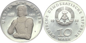 Kurs- und Gedenkmünzen
 10 Mark 1988. Hutten. Lose in Originalkapsel Jaeger 1622 Polierte Platte
