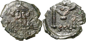 Constans II. 641-668 40 Nummi um 650/652, Syrakus Brustbild von vorn / Wertzahl M, darüber Monogramm, SCL Hahn 207 Sommer 12.89 Sear 1107 DOC 178 3.25...