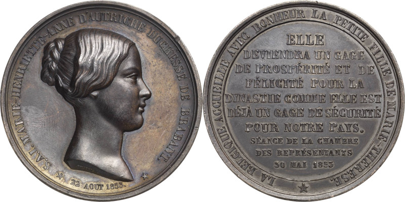 Belgien
Leopold I. 1830-1865 Bronzemedaille 1853 (Dubois) Anreise der Prinzessi...