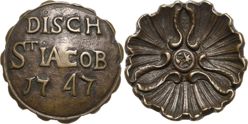 Belgien-Brügge
 Bronzemarke 1747. Brotmarke von St. Jakob der Stadt Brügge. 3 Z...