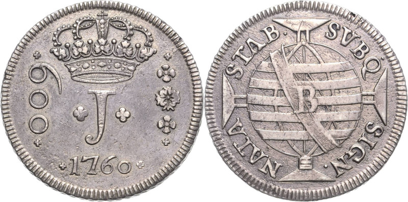 Brasilien
Jose I. 1750-1777 600 Reis 1760, B-Bahia KM 179 Prober P-550 Sehr sel...